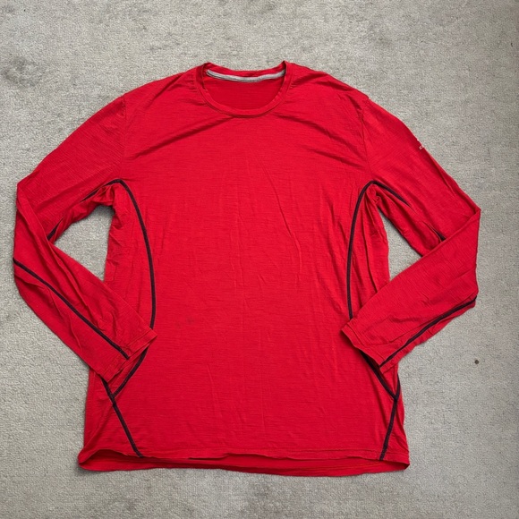 Icebreaker Aero Long Sleeve Crewe Merino Base Layer Top Shirt Red Men’s - Picture 3 of 8
